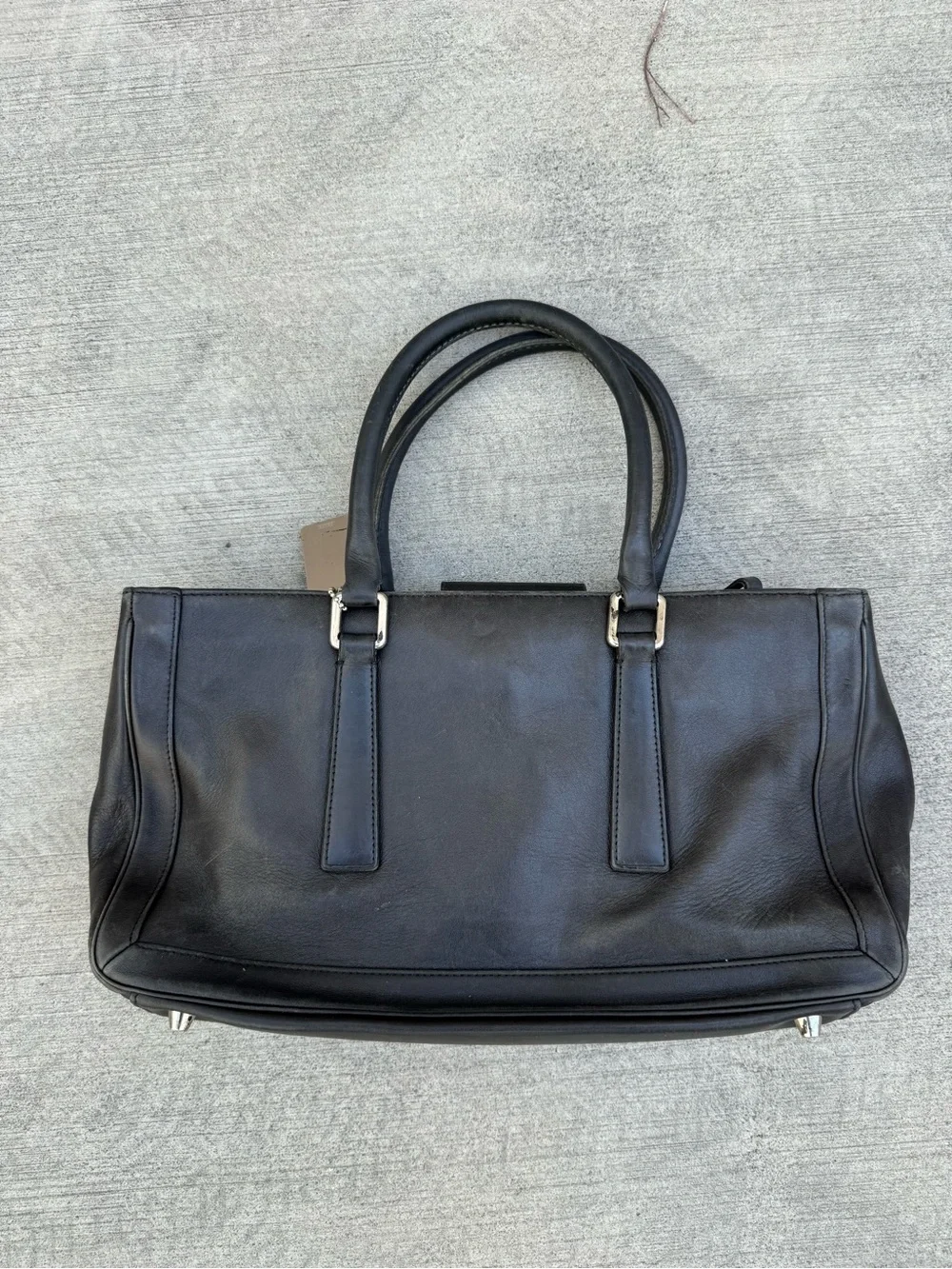 Coach Black Leather Satchel with Silver Accents